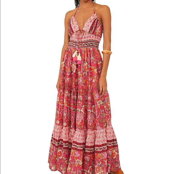 Free People Dresses & Skirts - Free People Pink Floral Halter Maxi Dress
